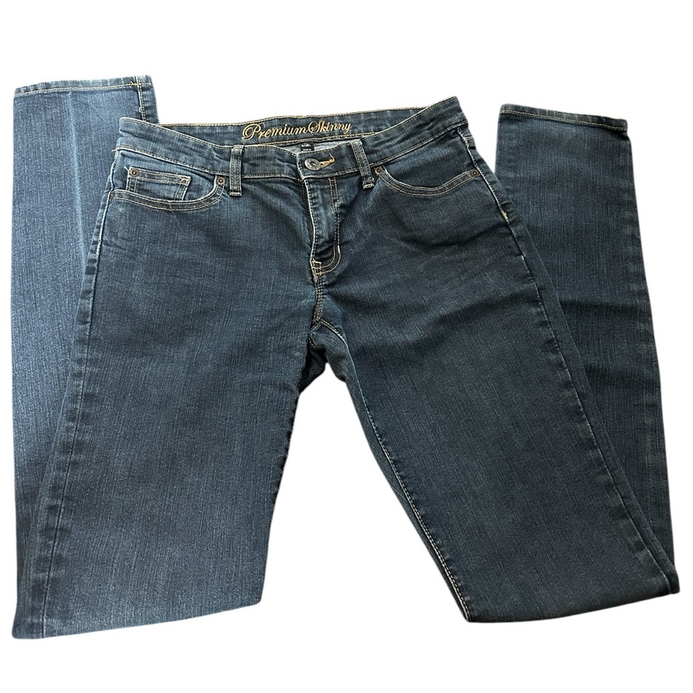 Gap Jeans Womens Sz 6/28L Blue Denim, Premium Skinny Low Rise, Dark Wash